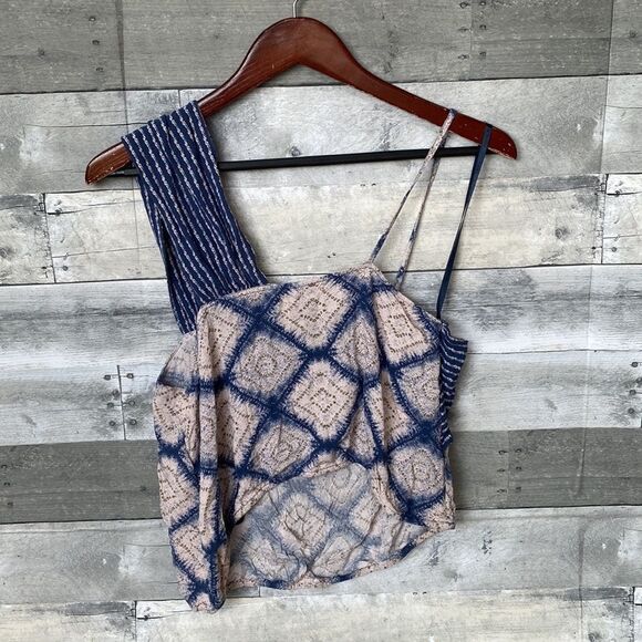 Free People ‘Call On Me’ Asymmetrical Tank Top, Blue and White, Women’s Large - Picture 5 of 5